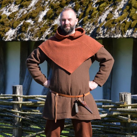 Beautiful Viking hood in brick color.