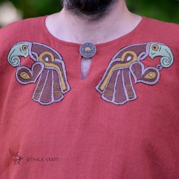 Linen tunic with embroidery, Slav, Viking – Red