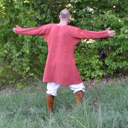 Linen tunic with embroidery, Slav, Viking – Red