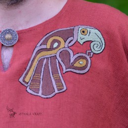 Linen tunic with embroidery, Slav, Viking – Red