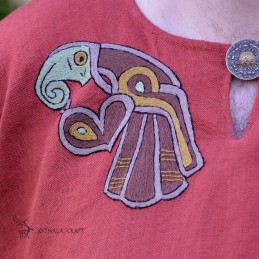 Leinentunika mit Stickerei, Slawen, Wikinger – Rot