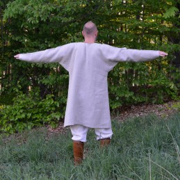 Leinentunika mit Stickerei, Slawen, Wikinger – Naturfarben