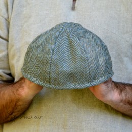 Wikinger-Wollmütze im Fischgrätmuster – Grün-Blau