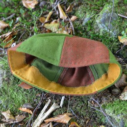 Viking Woolen hat – Green and brick red herringbone
