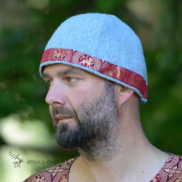 Viking Woolen hat with ancient SILK – Indigo blue