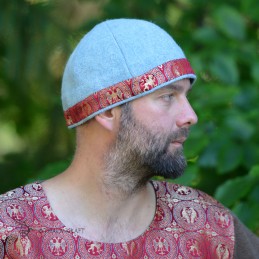 Wikinger-Wollmütze mit antiker SEIDE – Indigoblau