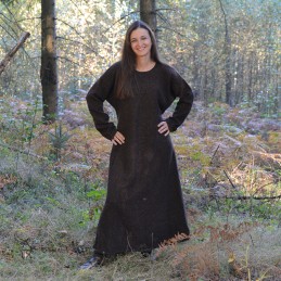 Brown woolen Viking dress - herring bone