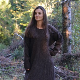 Brown woolen Viking dress - herring bone