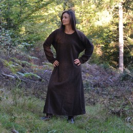 Brown woolen Viking dress - herring bone