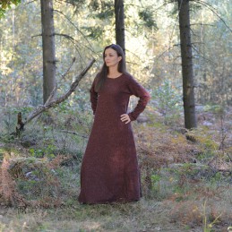 Woolen Viking dress - brown/dark red herring bone Vikings outfit, Slavic clothing