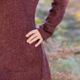Woolen Viking dress - brown/dark red herring bone Vikings outfit, Slavic clothing