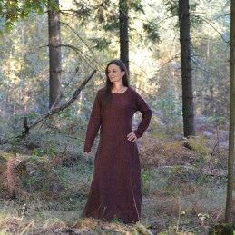 Woolen Viking dress - brown/dark red herring bone Vikings outfit, Slavic clothing