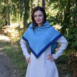 Woolen hood from Skjoldehamn - light blue - Viking Hood, Slavic clothing