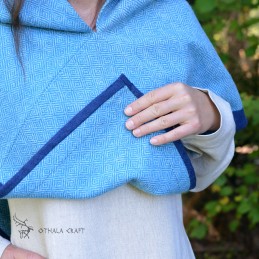 Woolen hood from Skjoldehamn - light blue - Viking Hood, Slavic clothing