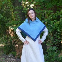 Woolen hood from Skjoldehamn - light blue - Viking Hood, Slavic clothing