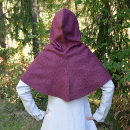 Woolen hood from Hedeby - burgundy - Viking clothing, Slavic outfit