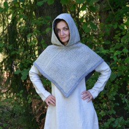 Woolen hood from Skjoldehamn - herring bone grey