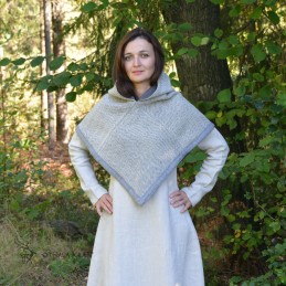 Woolen hood from Skjoldehamn - herring bone grey