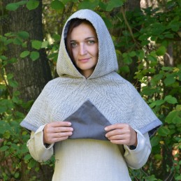 Woolen hood from Skjoldehamn - herring bone grey