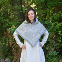 Woolen hood from Skjoldehamn - herring bone grey
