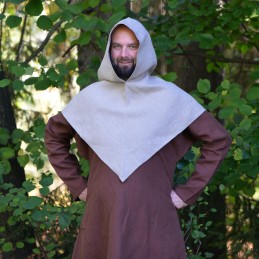 Viking hood of natural linen, shape based on the Skjoldehamn find.