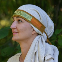 Wikinger-Seidenstirnband für Frauen – Dunkelgelb