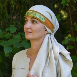 Wikinger-Seidenstirnband für Frauen – Dunkelgelb
