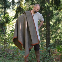 Woolen cape with hem - brick red and olive - Viking cloak, medieval cape, Vikings costumes