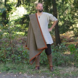 Woolen cape with hem - brick red and olive - Viking cloak, medieval cape, Vikings costumes