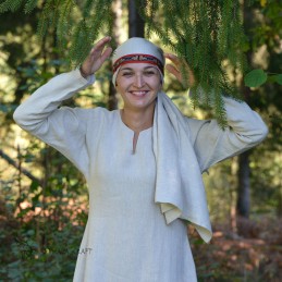 Wikinger-Seidenstirnband für Frauen – Rot und Gold