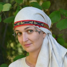 Wikinger Stirnband aus Seide – Kopfband für Frauen, rot und gold