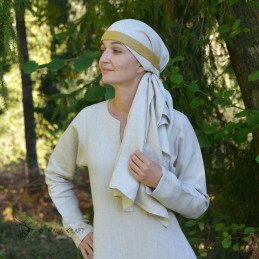 Viking age women LINEN headband, forehead band - Slavic, Vikings, czółko - yellow, diamond weave