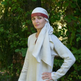 Wikinger-Seidenstirnband für Frauen – Rot und Braun