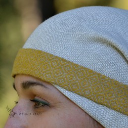 Viking age women LINEN headband, forehead band - Slavic, Vikings, czółko - yellow, diamond weave