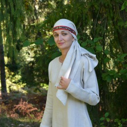 Wikinger-Seidenstirnband für Frauen – Rot und Gold