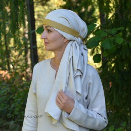 Viking age women LINEN headband, forehead band - Slavic, Vikings, czółko - yellow, diamond weave