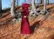 Set - Dark red woolen dress decorated with embroidery, silk, tablet braid and hood for a Viking lady