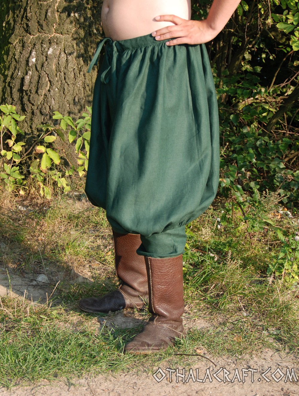 Viking trousers from linen - dark green - OthalaCraft