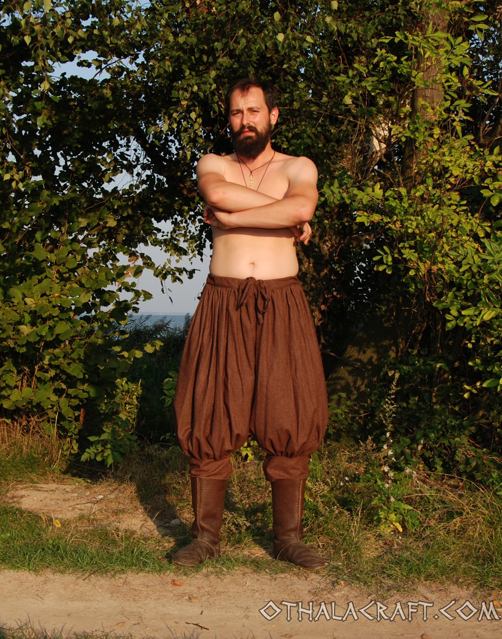 Rus Viking trousers from dark brown wool - OthalaCraft